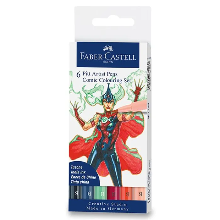 Hlavný obrázok produktu Popisovač Faber-Castell Pitt Artist Pen Comic mix barev, 6 ks