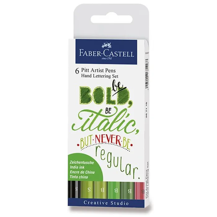 Hlavný obrázok produktu Popisovač Faber-Castell Pitt Artist Pen Hand Lettering 6 kusů, zelená sada