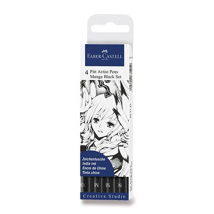 Hlavný obrázok produktu Popisovač Faber-Castell Pitt Artist Pen Manga 4 kusy, černé II