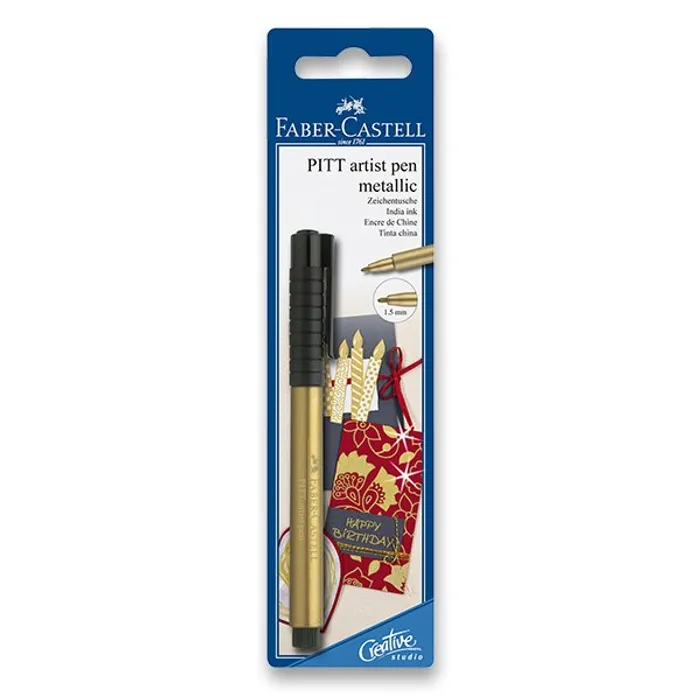 Hlavný obrázok produktu Popisovač Pitt Artist Pen Metallic BL 1ks, zlatá Faber Castell (167397)
