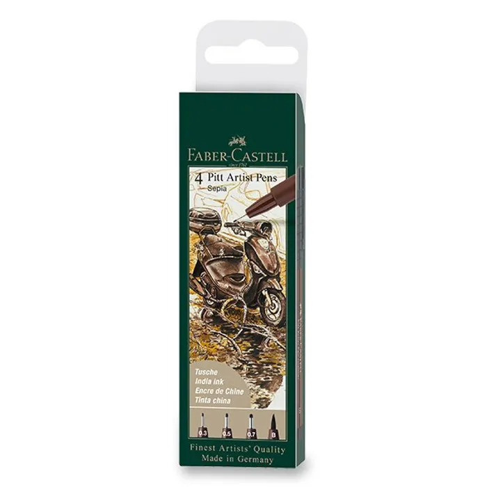 Hlavný obrázok produktu Popisovač Faber-Castell Pitt Artist Pen sada 4 ks, S, F, M, B, sepia