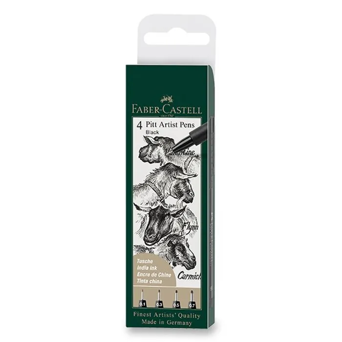 Hlavný obrázok produktu Popisovač Faber-Castell Pitt Artist Pen sada 4 ks, XS, S, F, M, černé