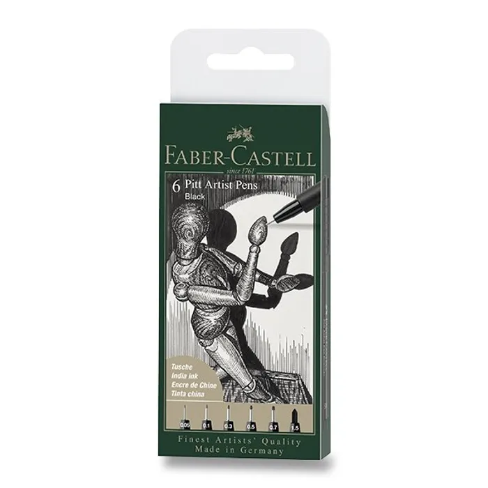 Hlavný obrázok produktu Popisovač Faber-Castell Pitt Artist Pen sada 6 ks, různé hroty, černý
