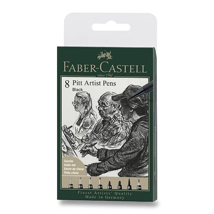 Hlavný obrázok produktu Popisovač Faber-Castell Pitt Artist Pen sada 8 ks, různé hroty, černý