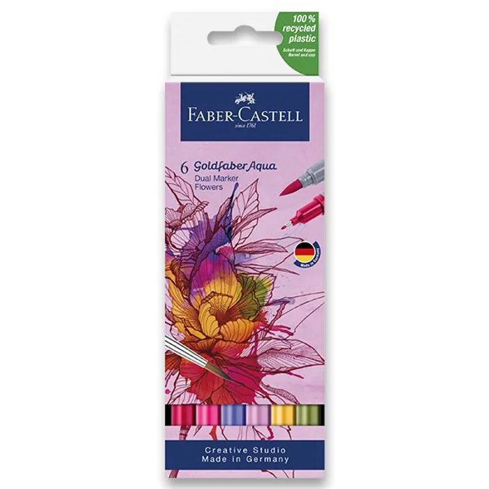 Hlavný obrázok produktu Popisovač Goldfaber Aqua Dual, Flowers, pap. krabička 6 ks Faber-Castell 164527