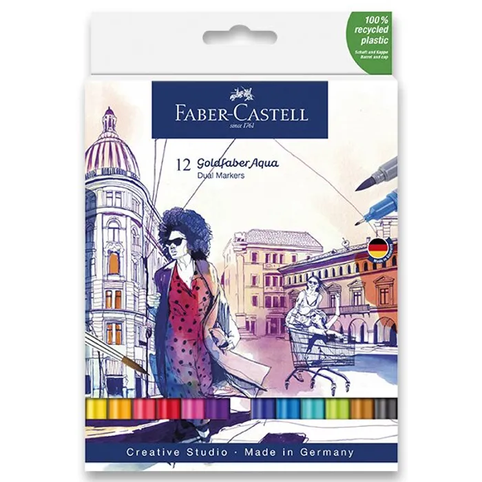 Hlavný obrázok produktu Popisovač Goldfaber Aqua Dual, papírová krabička 12 ks Faber-Castell 164612