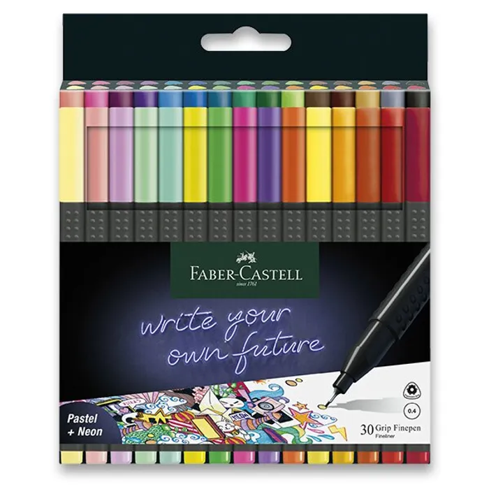 Hlavný obrázok produktu Popisovač Grip Finepen, 0.4 mm, plastové pouzdro 30 ks Faber-Castell 151630