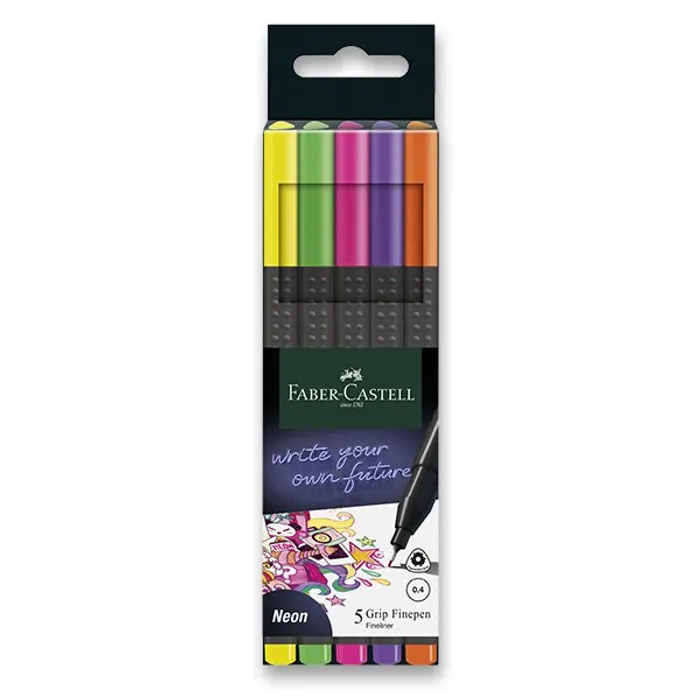 Hlavný obrázok produktu Popisovač Grip Finepen Neon, 0.4 mm, plastové pouzdro 5 k Faber-Castell 151603