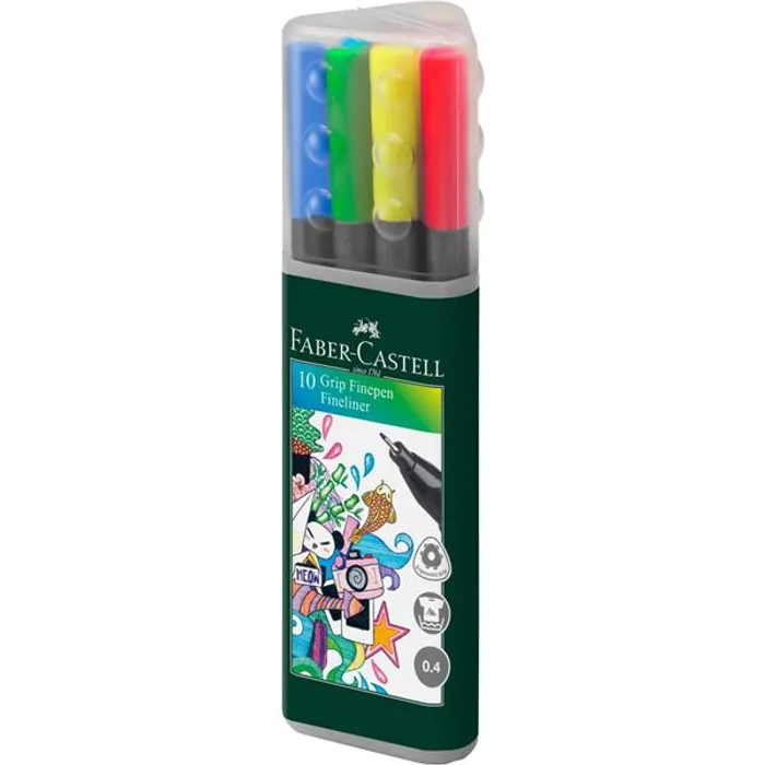 Hlavný obrázok produktu Popisovač Grip Sada 0.4mm, plastový box 10ks Faber Castell 151611