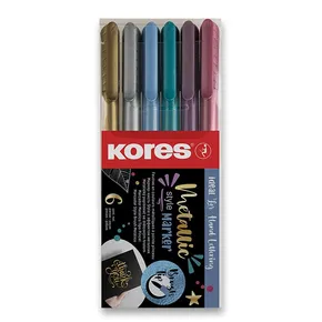 Popisovač Kores Style Brush Marker Metallic, 6 farieb