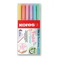 Popisovač Kores Style Brush Marker Pastel, 6 farieb