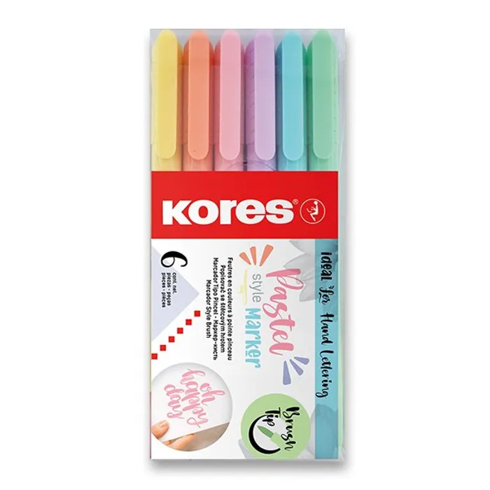 Hlavný obrázok produktu Popisovač Kores Style Brush Marker Pastel, 6 barev