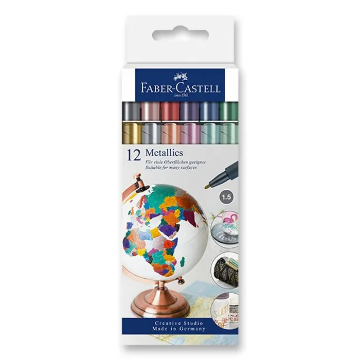 Hlavný obrázok produktu Popisovač Metallic, papírová krabička 12 ks Faber-Castell 160713
