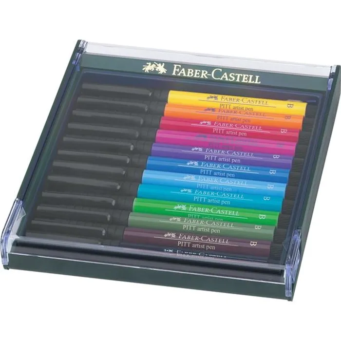 Hlavný obrázok produktu Popisovač Pitt Artist Pen Brush 12ks, základní barvy  Faber Castell 267421