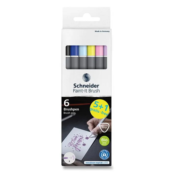 Hlavný obrázok produktu Popisovač Schneider Paint-it 070 Brush sada, 6 ks, pastelové barvy
