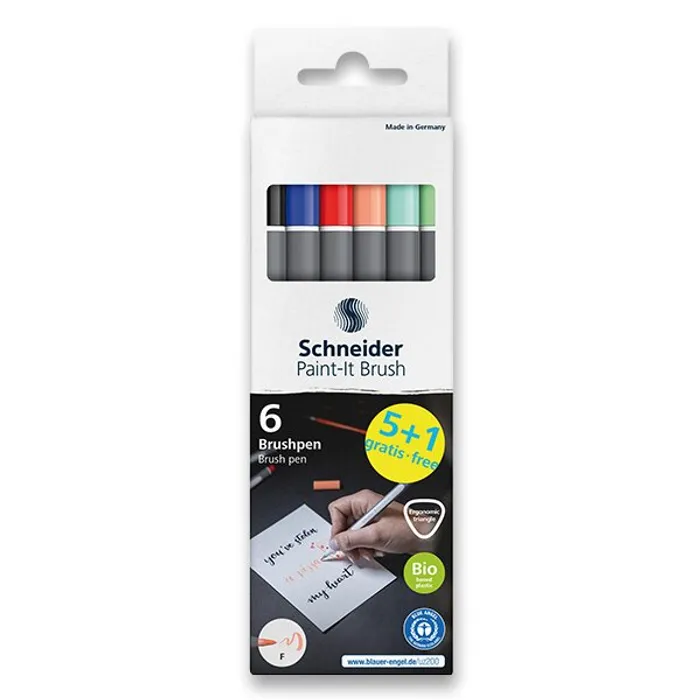 Hlavný obrázok produktu Popisovač Schneider Paint-it 070 Brush sada 6 ks, základní a pastelové barvy