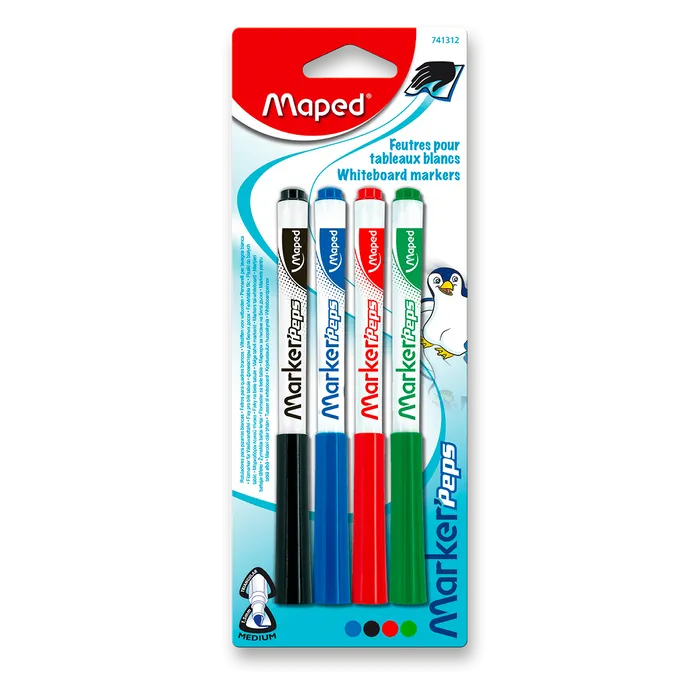 Hlavný obrázok produktu Popisovač Whiteboard Peps, souprava 4 ks, blistr