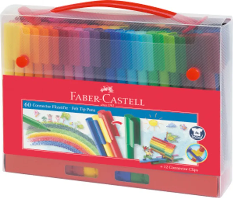 Hlavný obrázok produktu Popisovače Connector plastová taška 60ks Faber Castell 155560