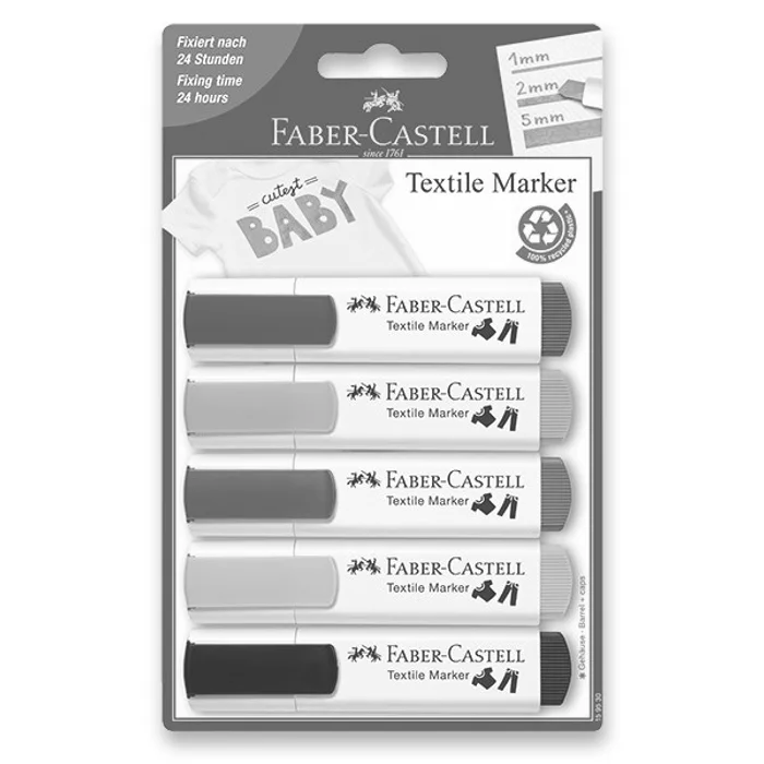 Hlavný obrázok produktu Popisovače Faber-Castell 159530 textilní, Baby barvy, sada 5 ks