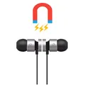 Powerton W2, bezdrôtové bluetooth slúchadlá, ovládanie hlasitosti, čierno-strieborná, športové, s magnetickým uchytením typ blueto