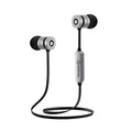 Powerton W2, bezdrôtové bluetooth slúchadlá, ovládanie hlasitosti, čierno-strieborná, športové, s magnetickým uchytením typ blueto