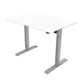 Pracovný stôl, elektricky nastaviteľná výška, biela doska, 75x159cm, rozsah 500 mm, šedý, 70 kg nosnosť, ergo