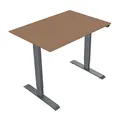 Pracovný stôl, elektricky nastaviteľná výška, buk, 75x120cm, rozsah 500 mm, šedý, 70 kg nosnosť, ergo