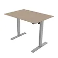 Pracovný stôl, elektricky nastaviteľná výška, javor, 75x159cm, rozsah 500 mm, šedý, 70 kg nosnosť, ergo