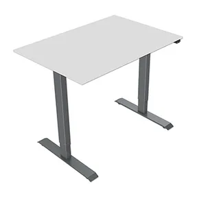 Pracovný stôl, elektricky nastaviteľná výška, šedá doska, 75x120cm, rozsah 500 mm, šedý, 70 kg nosnosť, ergo
