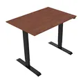 Pracovný stôl, elektricky nastaviteľná výška, čerešňa, 75x140cm, rozsah 500 mm, čierny, 70 kg nosnosť, ergo