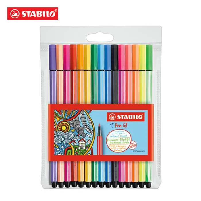 Hlavný obrázok produktu Prémiový vláknový fix - STABILO Pen 68 - 15 barev včetně 5 neonových