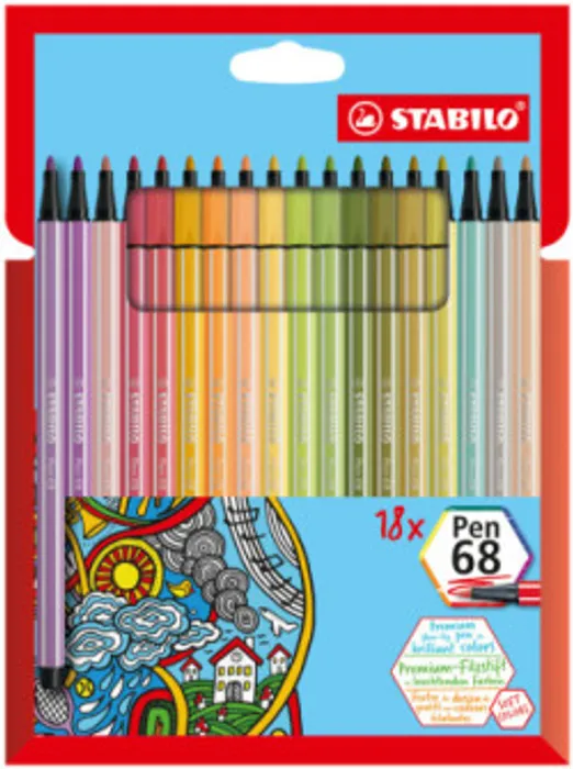 Hlavný obrázok produktu Prémiový vláknový fix - STABILO Pen 68 - 18 ks sada