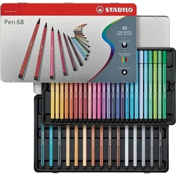 Hlavný obrázok produktu Prémiový vláknový fix - STABILO Pen 68 - 40 ks sada v plechu