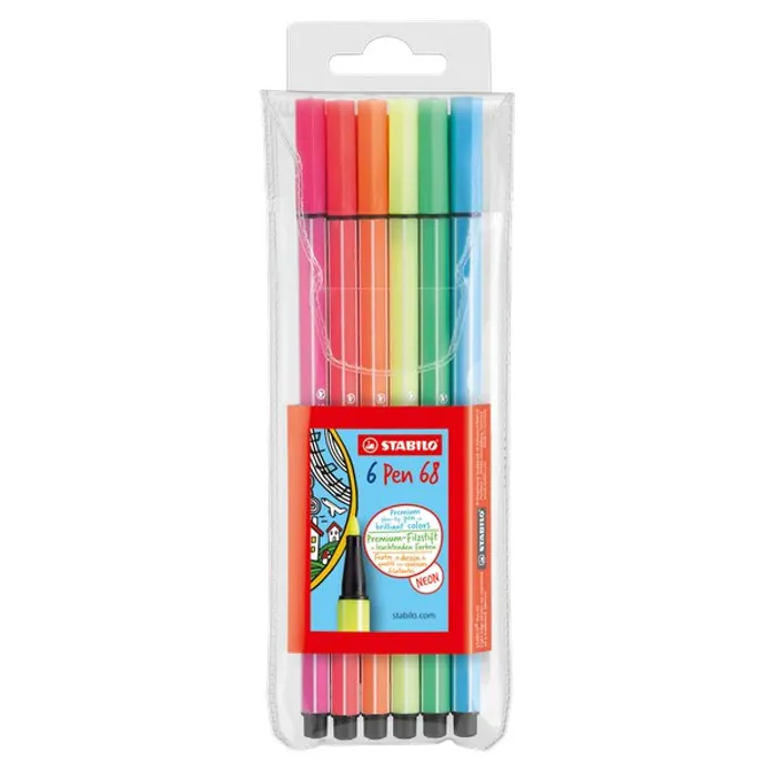 Hlavný obrázok produktu Prémiový vláknový fix - STABILO Pen 68 - 6 neonových barev