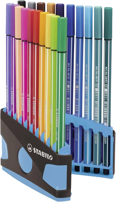 Hlavný obrázok produktu Prémiový vláknový fix - STABILO Pen 68 - Colorparade - 20 ks deskset antracit/světle modrá