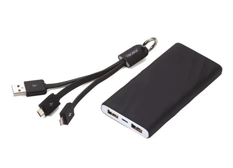 Hlavný obrázok produktu Přenosná baterie, černá, s LED lampou a nabíjecím kabelem, 5000 mAh, TROIKA