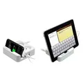 Prepäťová ochrana, 2 zásuvky, biela, Logo, 3x USB, so stojanom na tablet,mobil