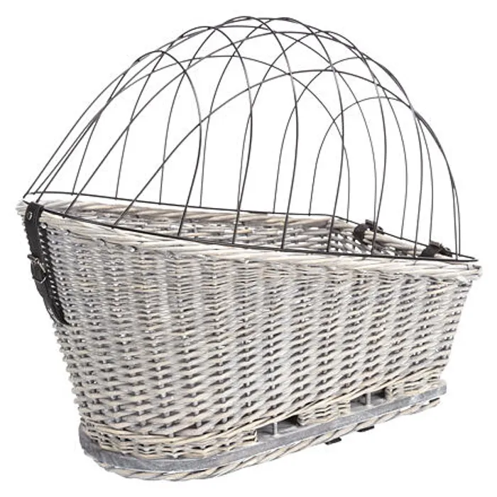 Hlavný obrázok produktu Přepravní proutěný koš na zadní nosič kola - šedý 35x49x55 cm (max. 8kg)