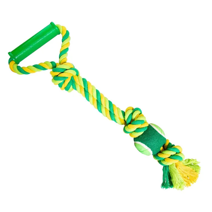 Hlavný obrázok produktu Přetahovadlo s rukojetí HipHop 3 uzly, tenisák 45 cm / 310 g limetová, zelená
