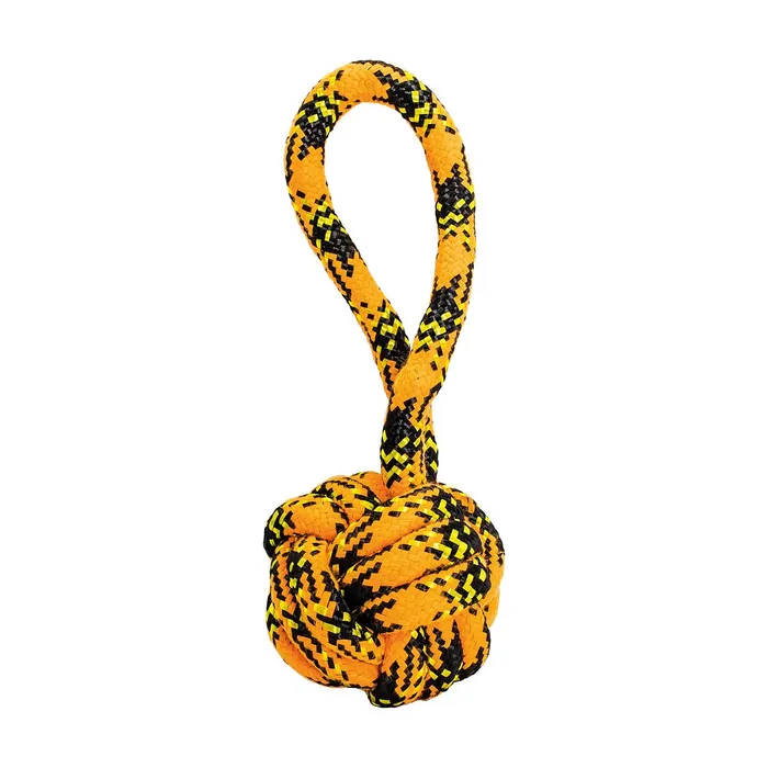 Hlavný obrázok produktu Přetahovadlo s uzlovaným míčem HipHop ROPE o 7cm /20 cm, neon oranžová, černá, žlutá