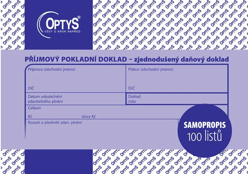Hlavný obrázok produktu Příjmový doklad A6, zjednodušený, samopropisovací, 100 listů 1304