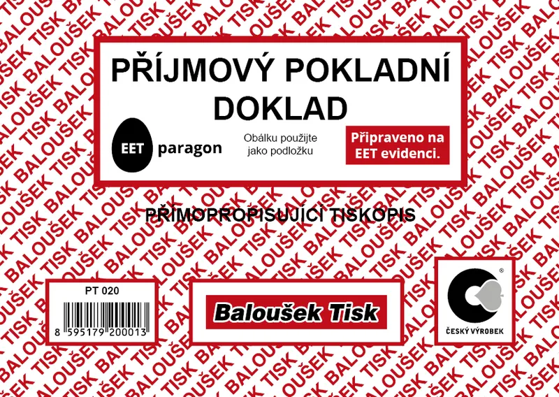 Hlavný obrázok produktu Přijmový pokladní doklad A6 propisující PT020
