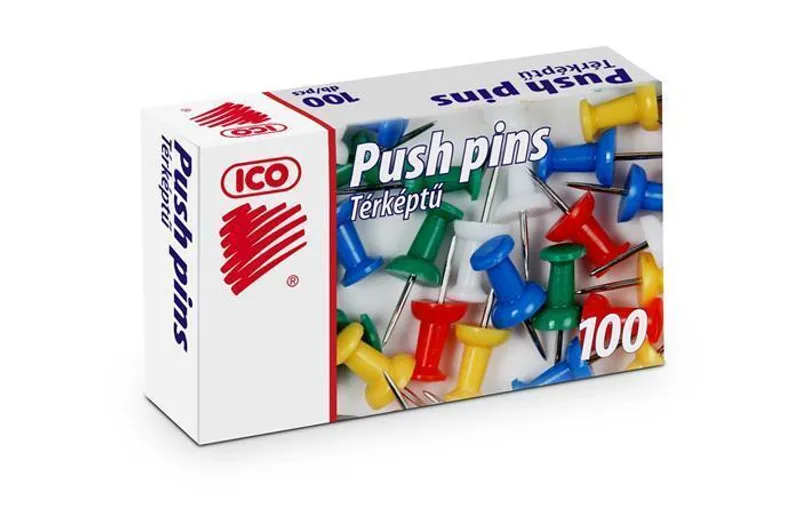 Hlavný obrázok produktu Připínáčky, mix barev, kulatá hlavička, 100ks, ICO