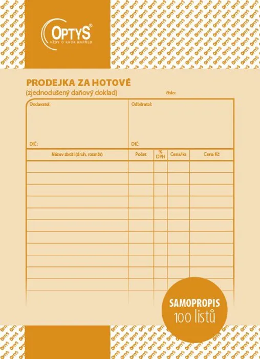 Hlavný obrázok produktu Prodejka za hotové A5, samopropisovací, 100 listů 1088