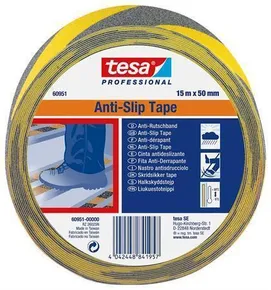 Protišmyková bezpečnostná páska Anti-Slip 60951, čierna-žltá, 50 mm x 15 m, TESA