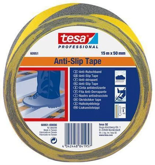 Hlavný obrázok produktu Protiskluzová bezpečnostní páska "Anti-Slip 60951", černá-žlutá, 50 mm x 15 m, TESA