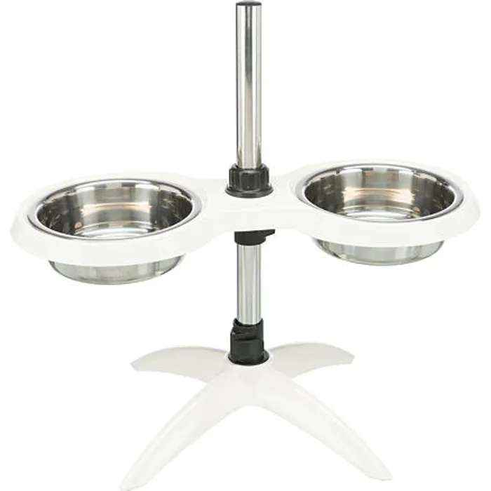 Hlavný obrázok produktu Psí bar, nastavitelný do 54cm, melamin/nerez. misky 2 × 2.4 l/o 25 cm, bílá