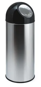 Push top wastebin, 55 l, kovový, VEPA BINS, silver/black