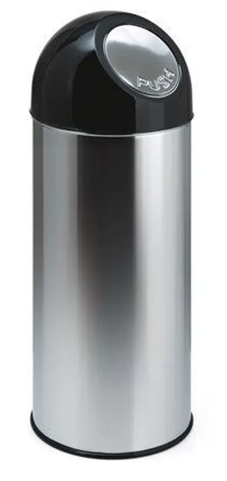 Hlavný obrázok produktu Push top wastebin, 55 l, metal, VEPA BINS, silver/black