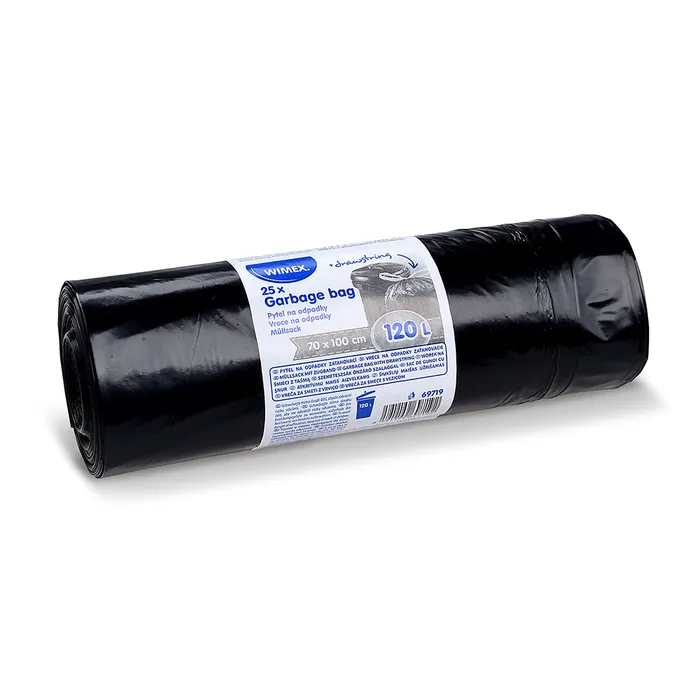 Hlavný obrázok produktu Pytel na odpadky (LDPE) zatahovací černý 70 x 100 cm 120L [25 ks]